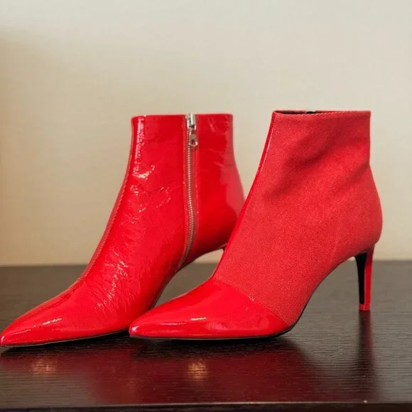 ! NWT Stunning Rag & Bone Red Denim Beha Boot ! - Picture 2 of 8
